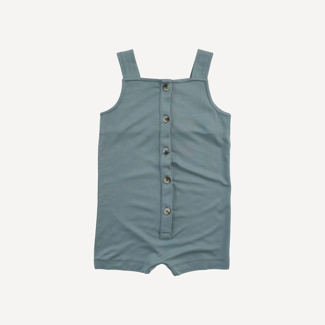 button overall shortie | dark teal | bamboo