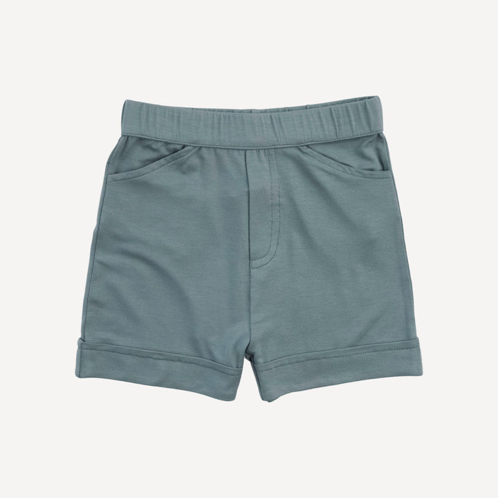 cuffed pocket short | dark teal | bamboo