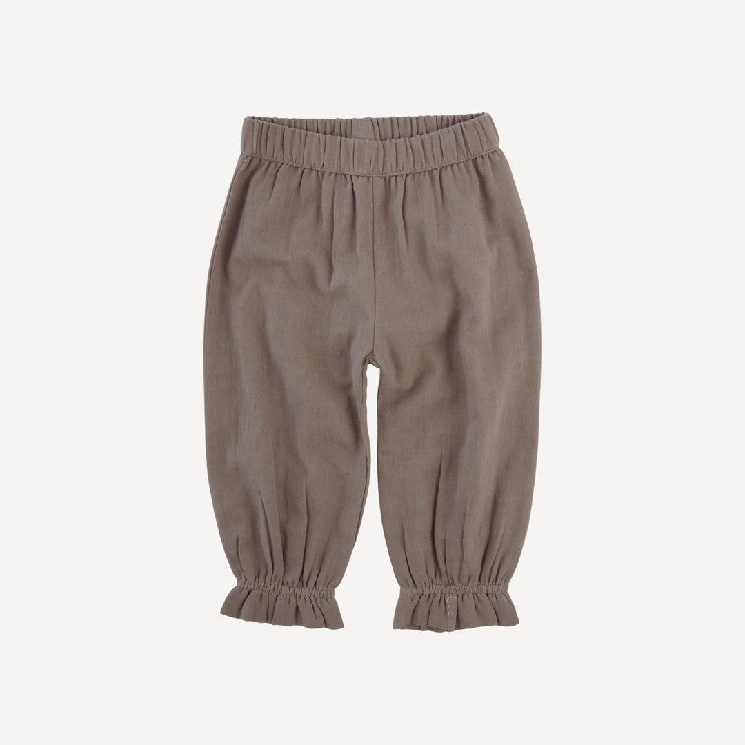 gathered pant | dark truffle | organic cotton gauze