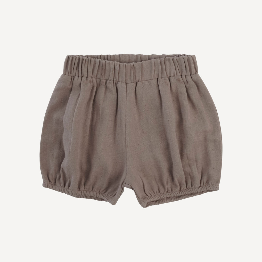 bubble short | dark truffle | organic cotton gauze