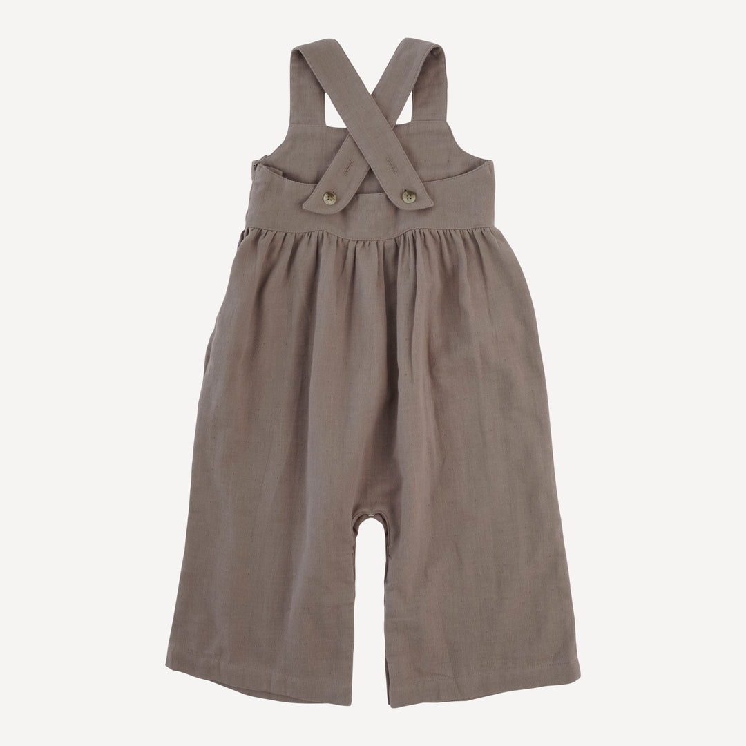 embroidered gaucho jumpsuit | dark truffle | organic cotton gauze
