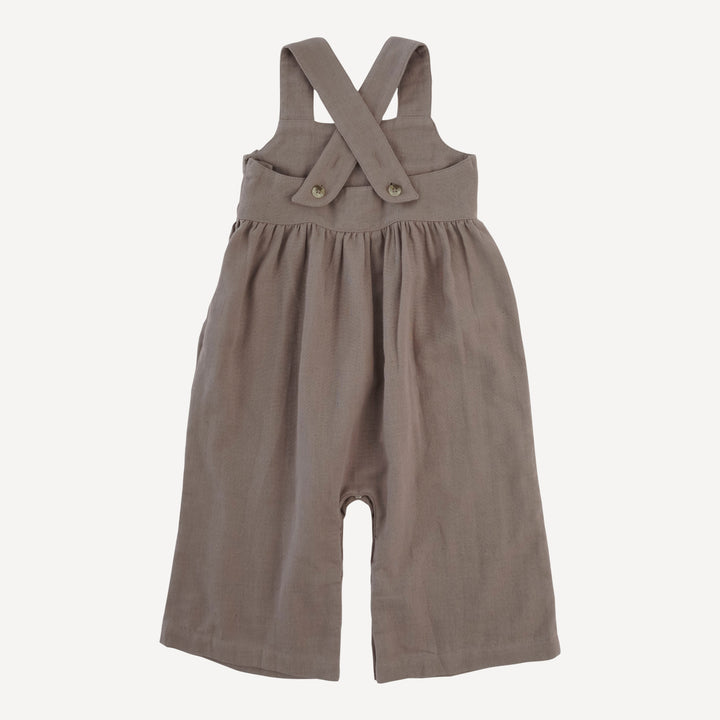 embroidered gaucho jumpsuit | dark truffle | organic cotton gauze