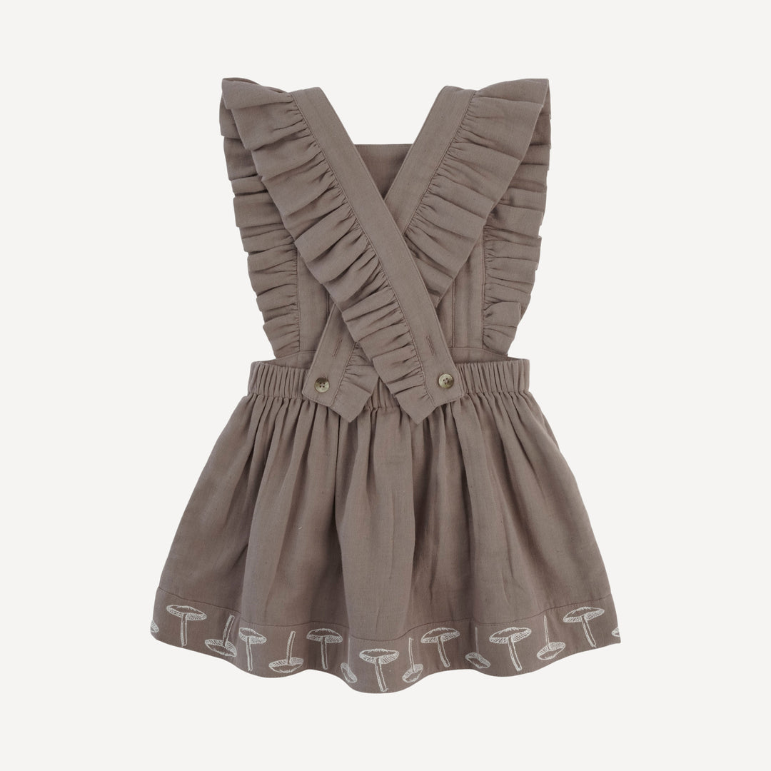mushi pinafore dress | dark truffle | organic cotton gauze