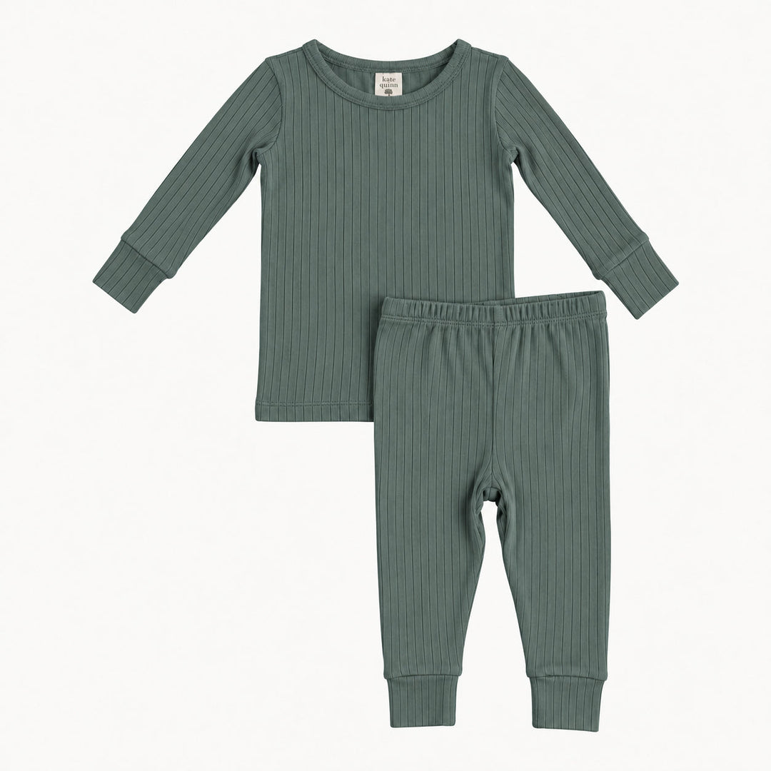 PREORDER long sleeve crew neck pj set | forest | woods rib