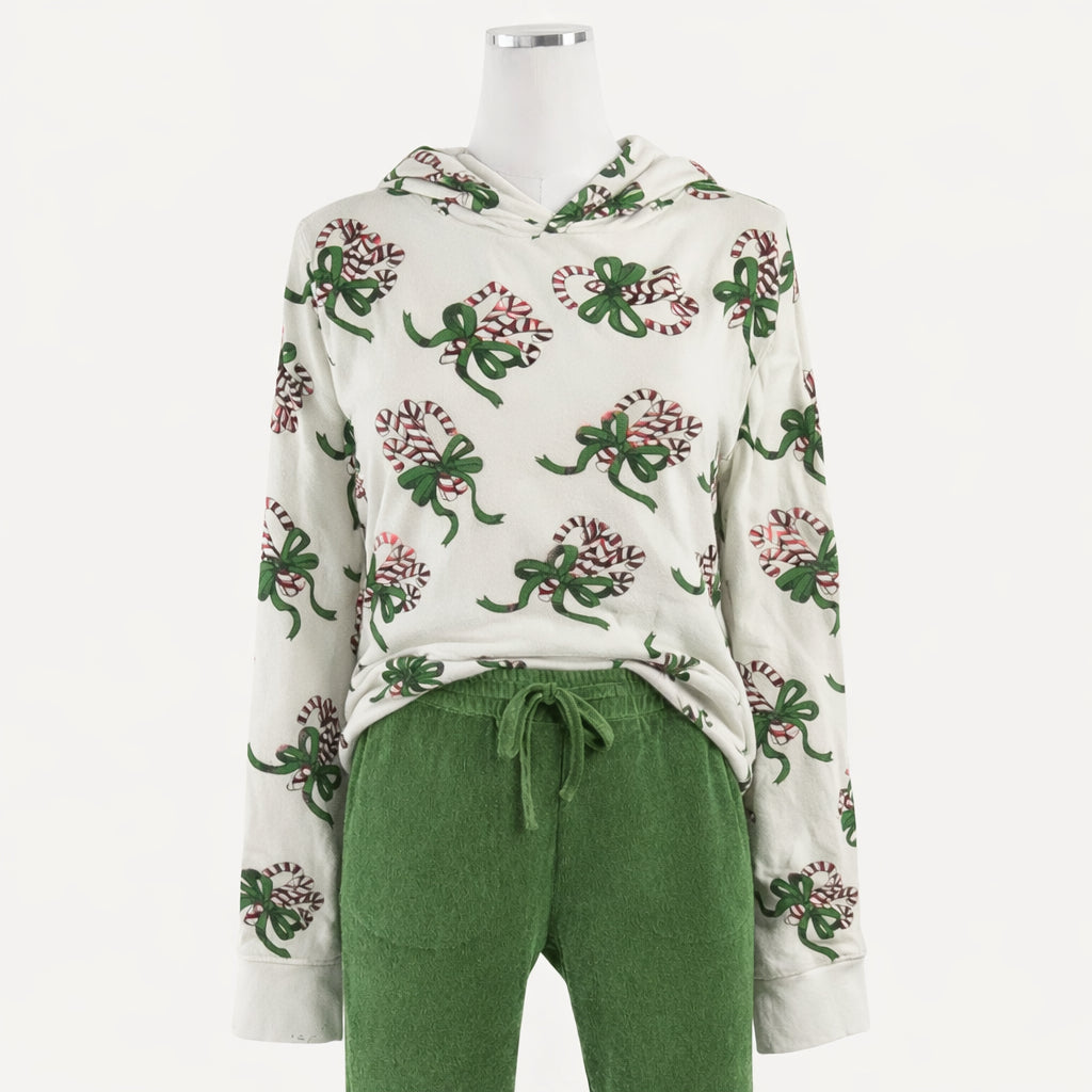 womens hoodie | candy canes | organic cotton flat rib