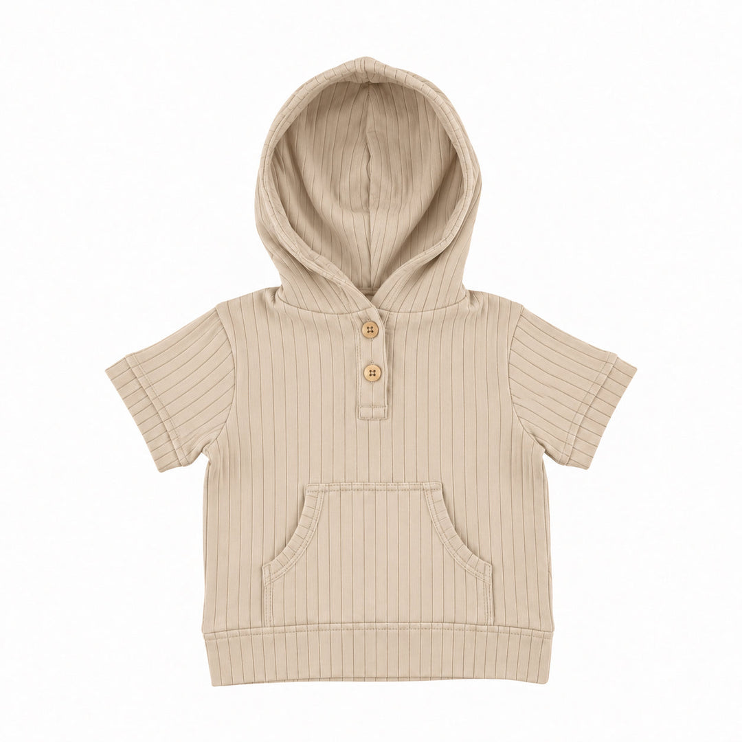 PREORDER short sleeve henley hoodie | oatmeal | woods rib