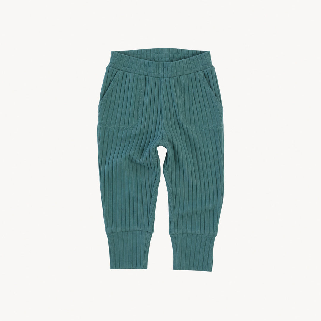 PREORDER cuffed pocket jogger | sea pine | organic cotton wide rib