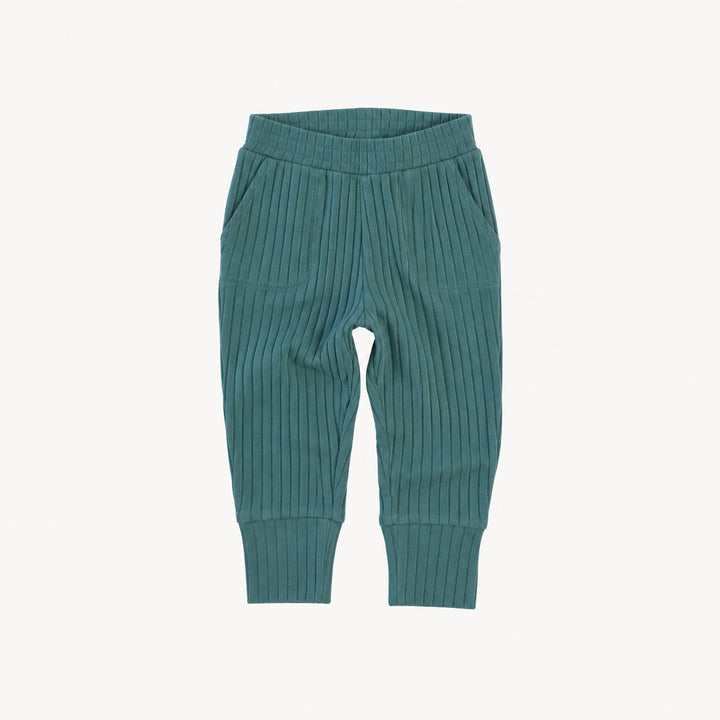 PREORDER cuffed pocket jogger | sea pine | organic cotton wide rib