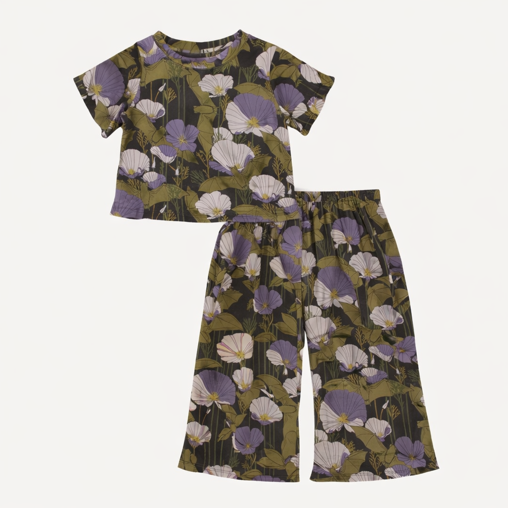 short sleeve jade set | poppy bats | organic cotton interlock