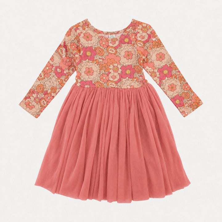 PREORDER long sleeve ballerina tulle dress | mod 60s burst | bamboo