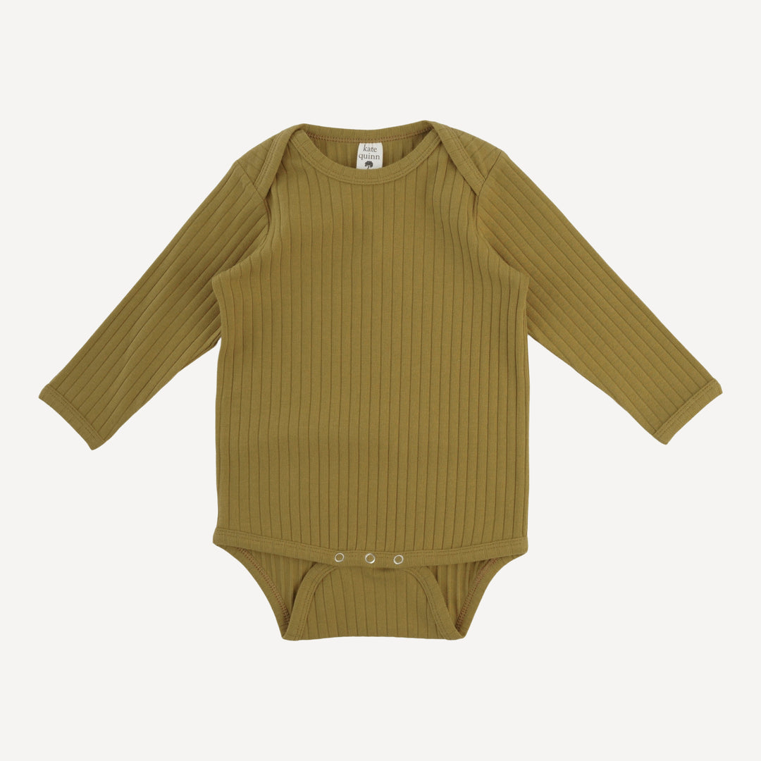 long sleeve lap neck bodysuit | deep flaxen | organic cotton wide rib