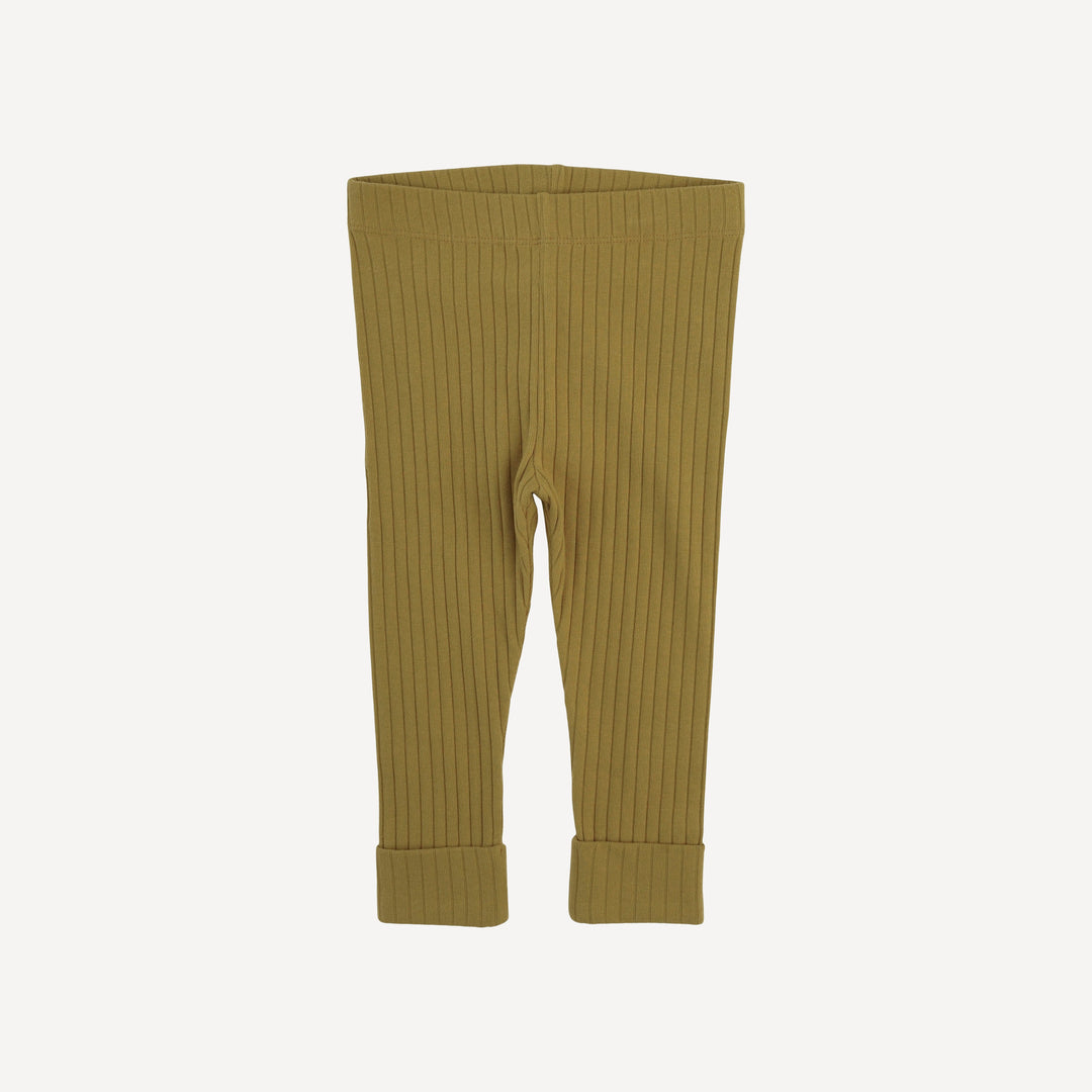 classic cuffed legging | deep flaxen | organic cotton wide rib