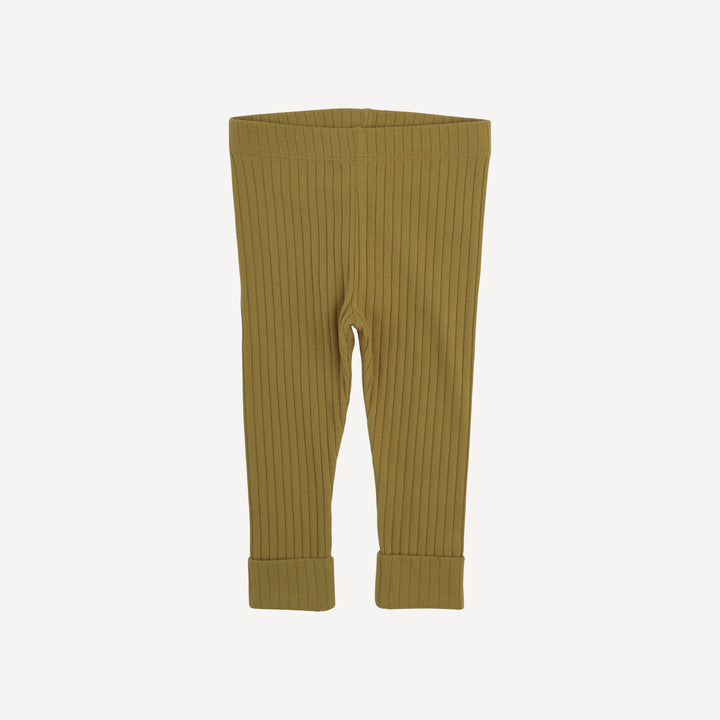 classic cuffed legging | deep flaxen | organic cotton wide rib