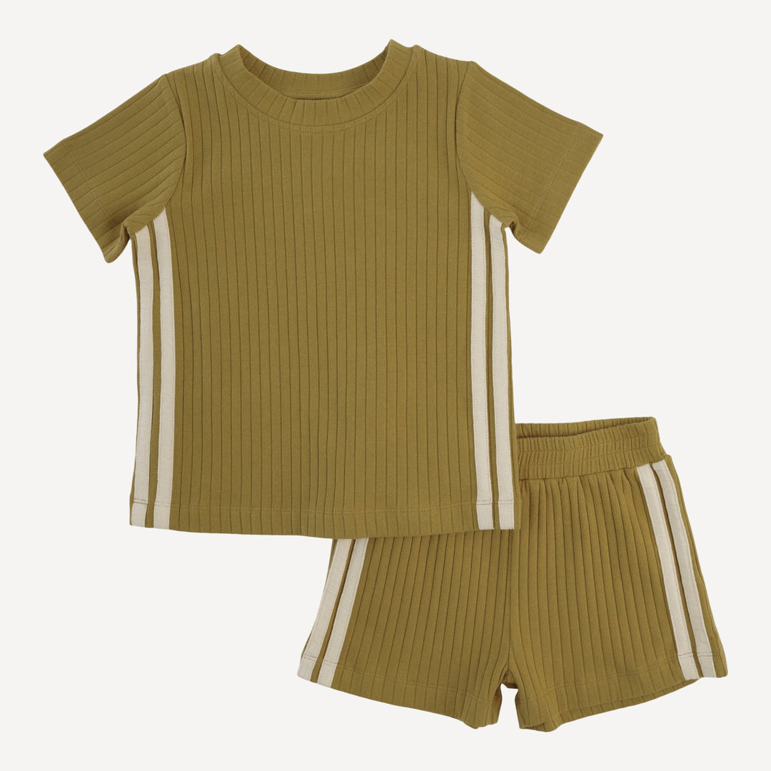 andrew short set | deep flaxen | organic cotton wide rib