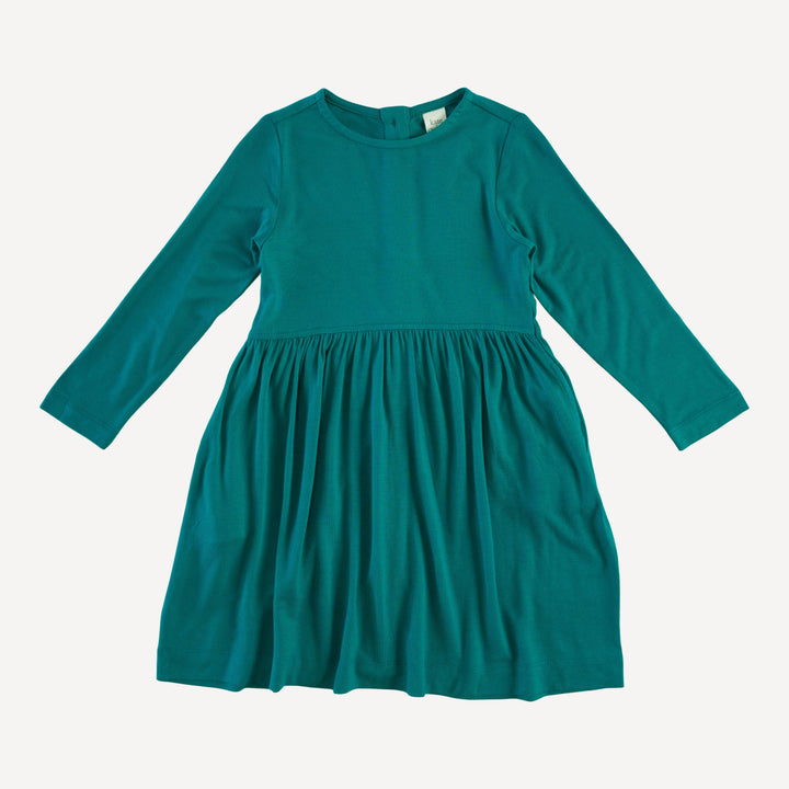 long sleeve button back dress | deep sea teal | lenzing modal