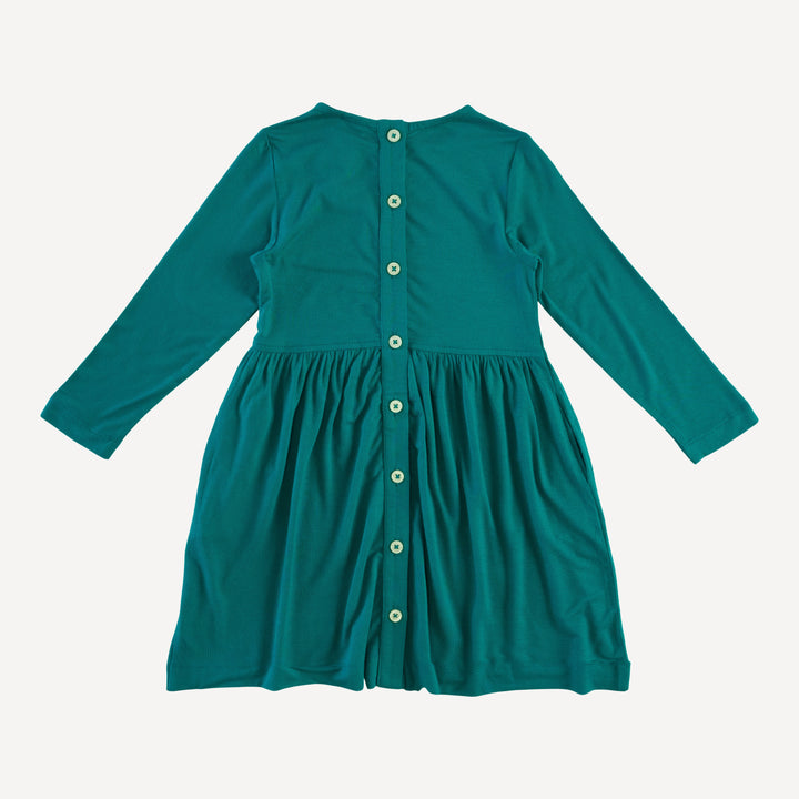 long sleeve button back dress | deep sea teal | lenzing modal