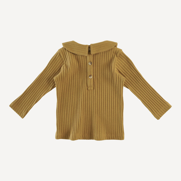 long sleeve peter pan tee | dijon | organic cotton wide rib