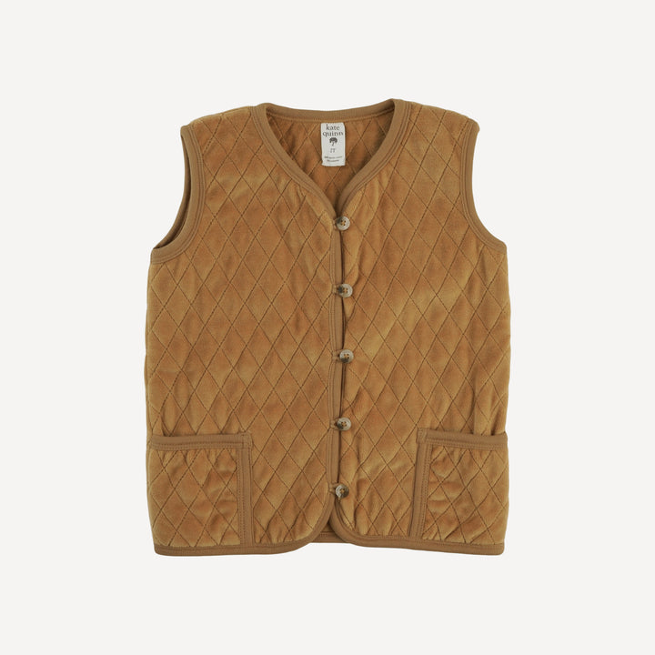 quilted pocket vest | dijon | organic cotton velour