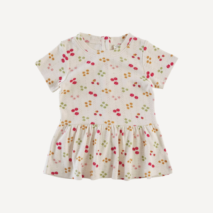 short sleeve kate top | ditsy oatmeal flower | organic cotton pointelle