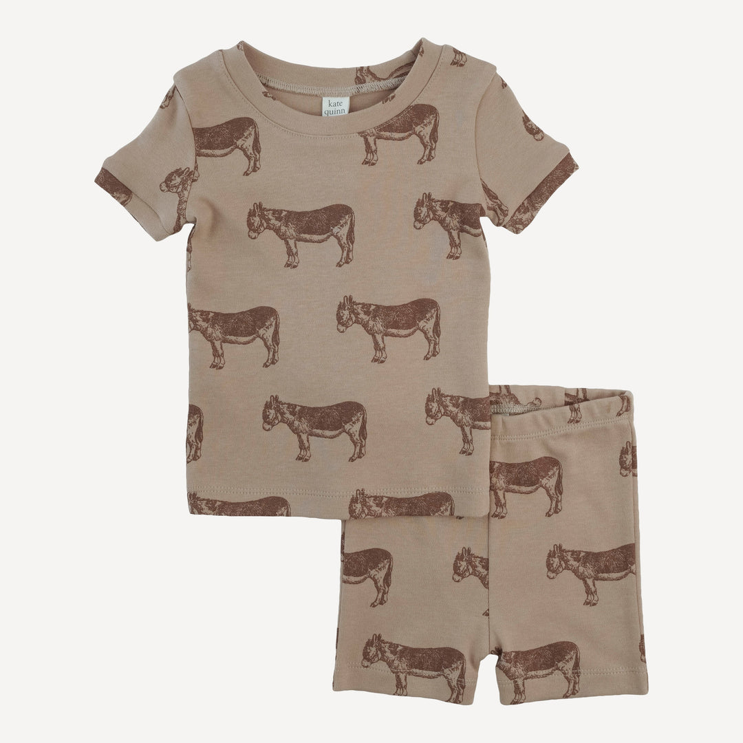 short sleeve crew neck shortie pj set | donkey | organic cotton interlock