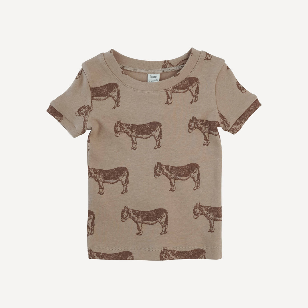 short sleeve crew neck shortie pj set | donkey | organic cotton interlock