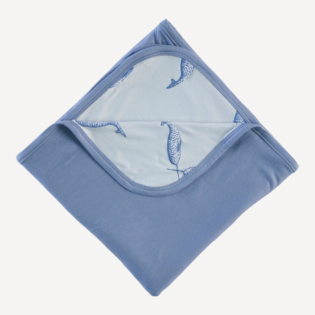 double layer blanket | blue narwhal | bamboo