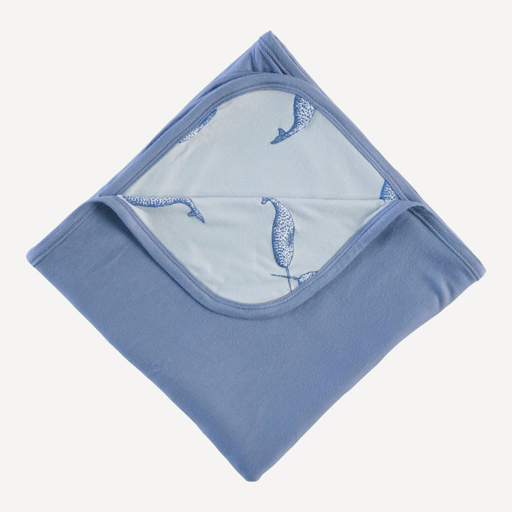 double layer blanket | blue narwhal | bamboo