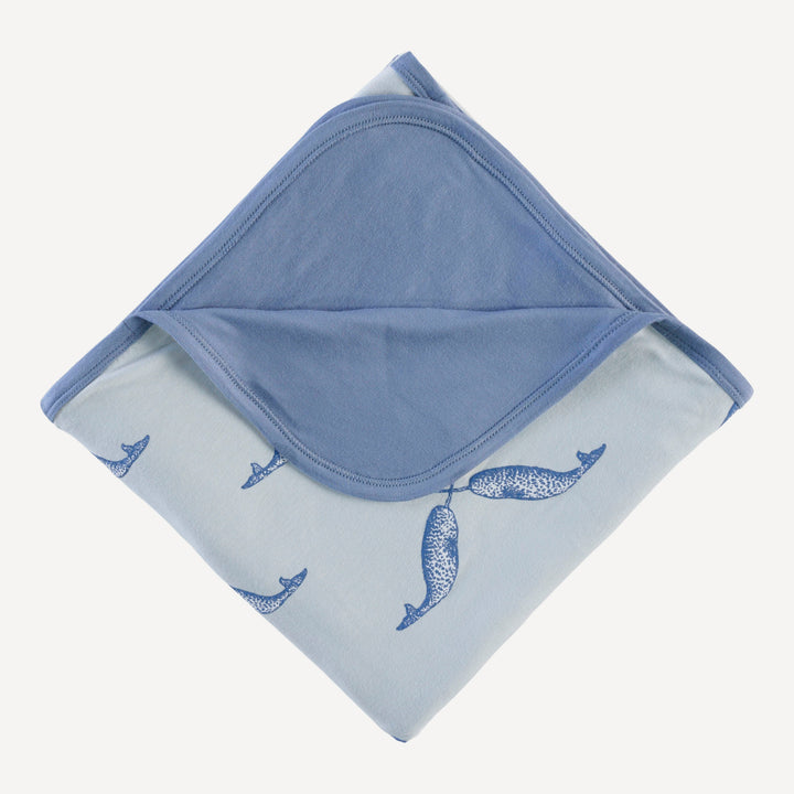 double layer blanket | blue narwhal | bamboo