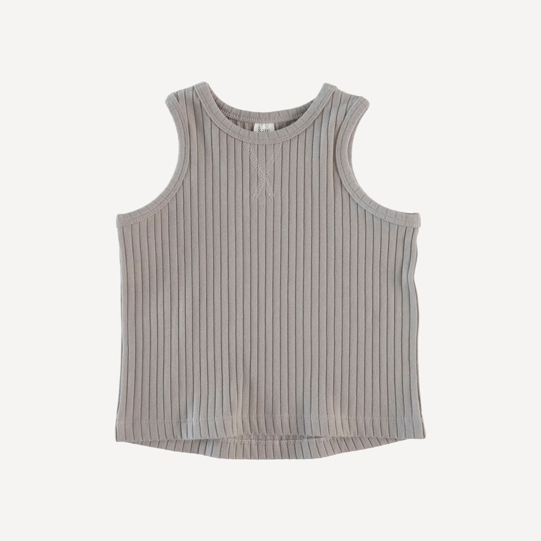 boxy topstitch tank | dove | organic cotton wide rib