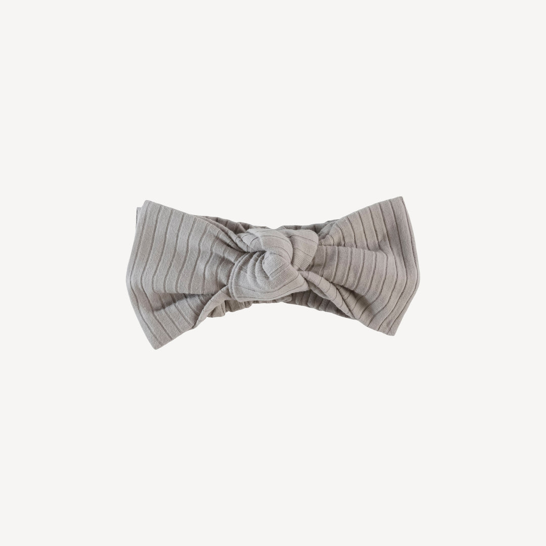 large bow elastic headband | dove | organic cotton wide rib