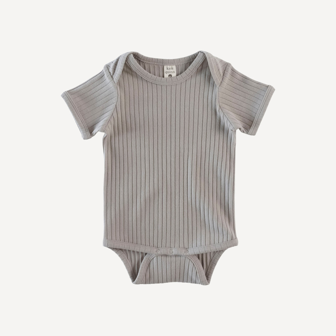 short sleeve lap neck bodysuit | dove | organic cotton wide rib