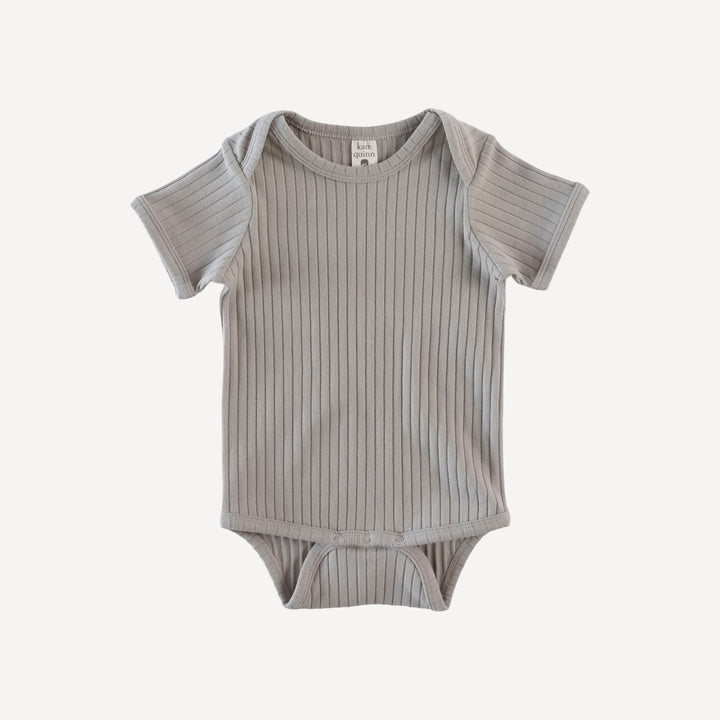 short sleeve lap neck bodysuit | dove | organic cotton wide rib