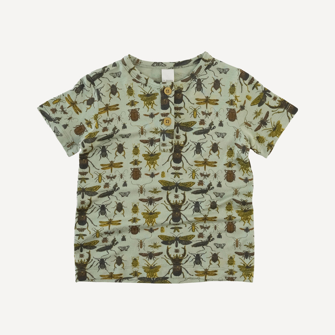 short sleeve basic henley tee | sage insects | modal