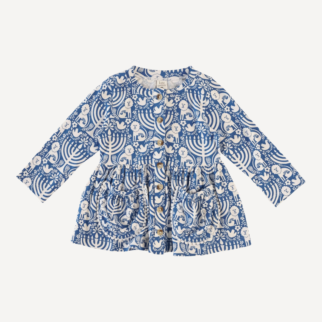 long sleeve gathered waist pom pom pocket top | menorah | bamboo