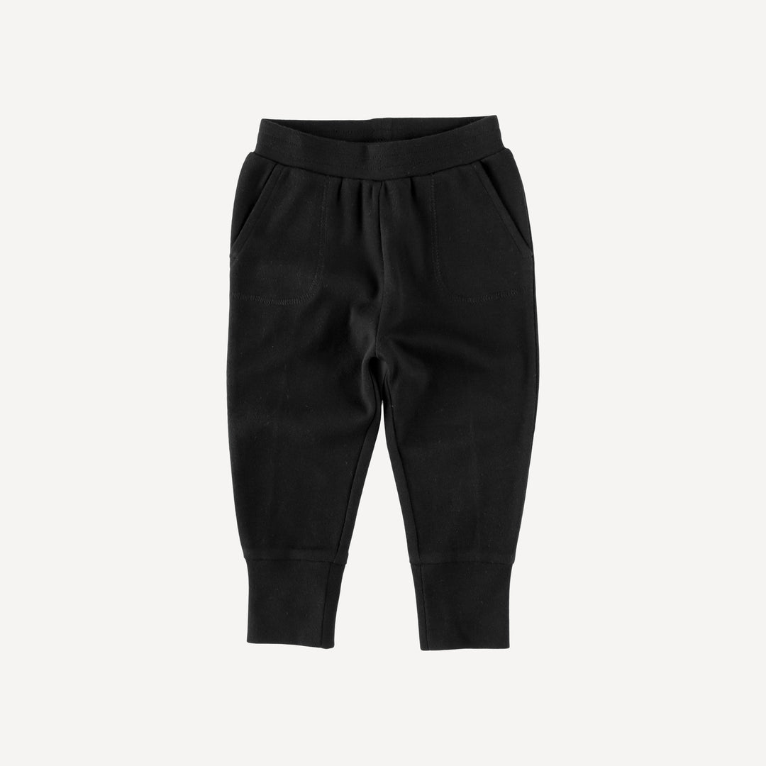 slim sport jogger | black | organic cotton wide rib