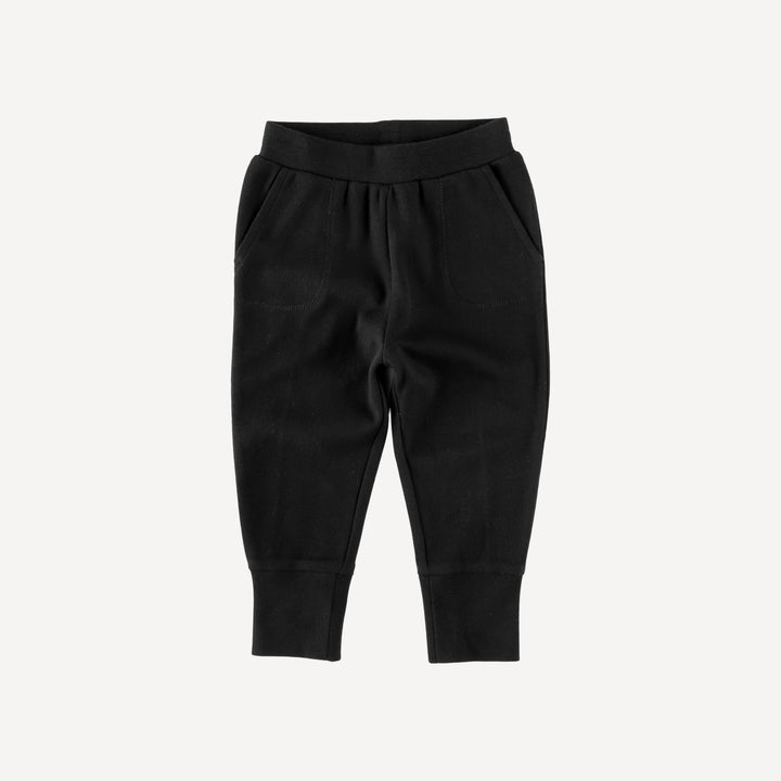 slim sport jogger | black | organic cotton wide rib