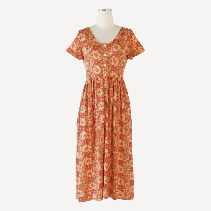 womens v-neck pocket button dress | mod 60s floral | lenzing modal