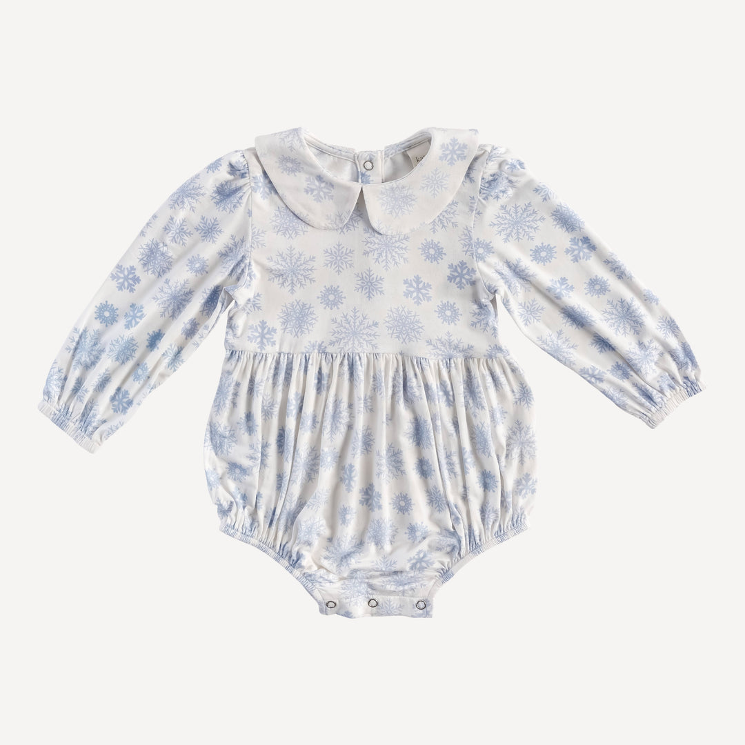 long sleeve peter pan bubble | blue snowflake | bamboo