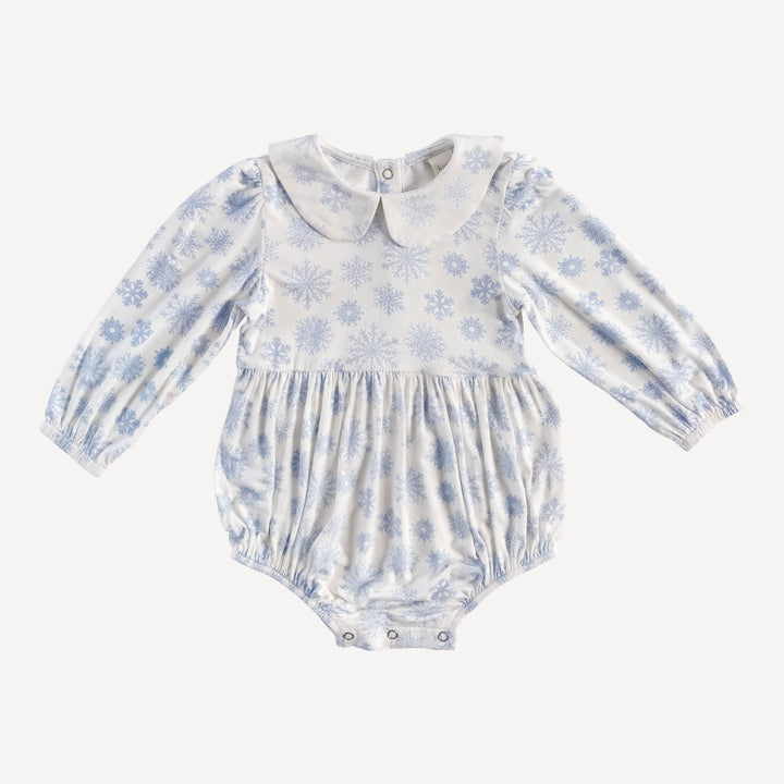 long sleeve peter pan bubble | blue snowflake | bamboo