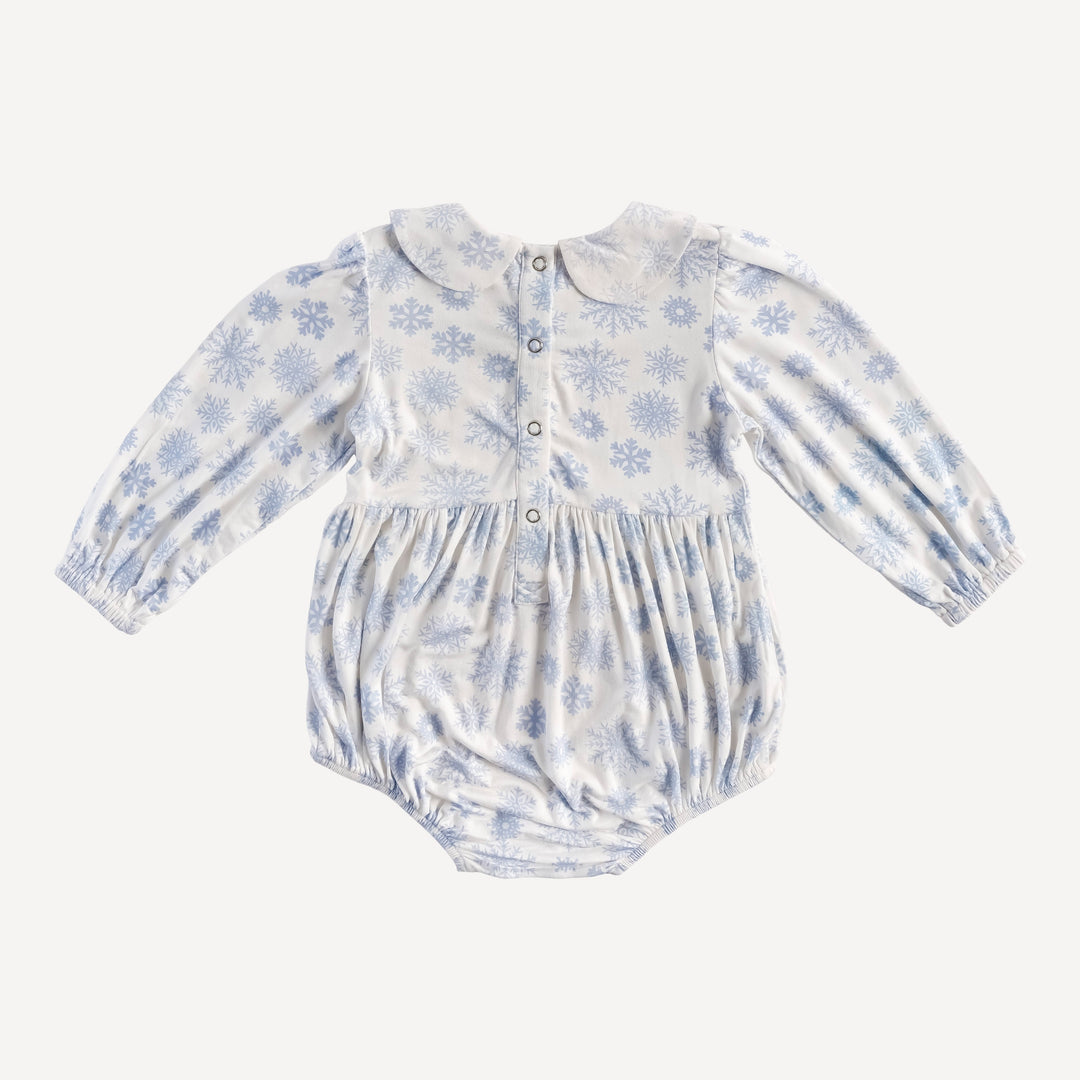 long sleeve peter pan bubble | blue snowflake | bamboo