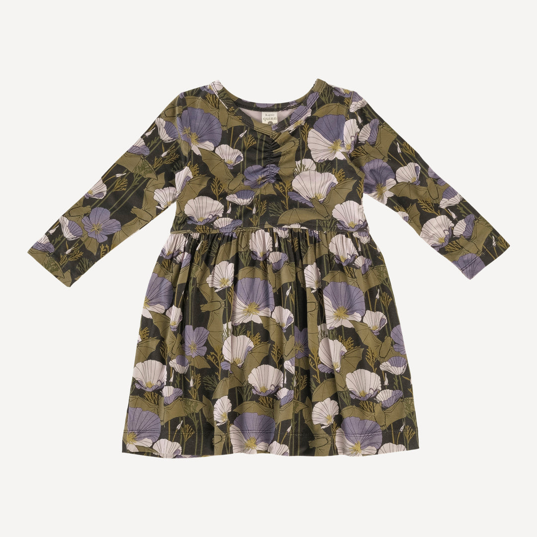 long sleeve twirl dress | poppy bats | organic cotton interlock