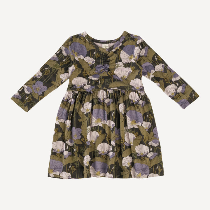 long sleeve twirl dress | poppy bats | organic cotton interlock