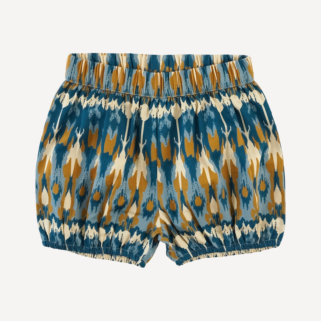 bloomer short | blue ikat | organic cotton sateen woven