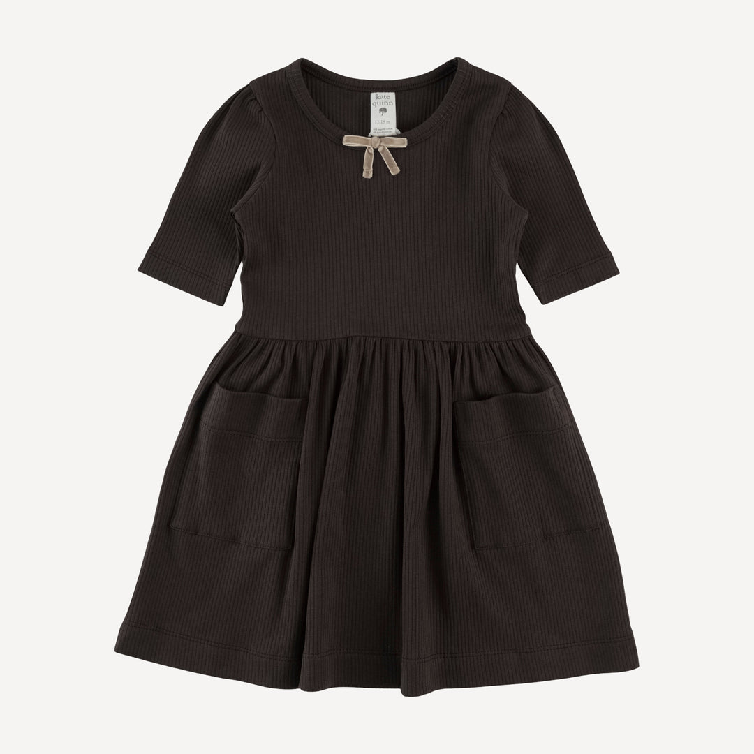 sarah bow dress | hot fudge | organic cotton single rib