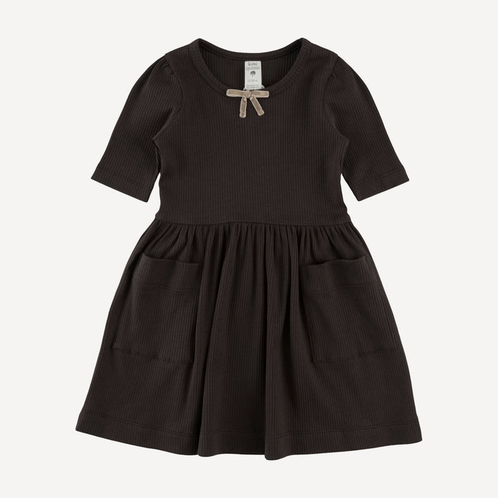 sarah bow dress | hot fudge | organic cotton single rib