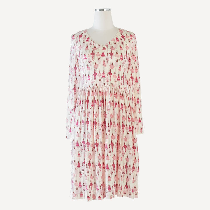 womens twirl dress | pink vintage ornaments | bamboo