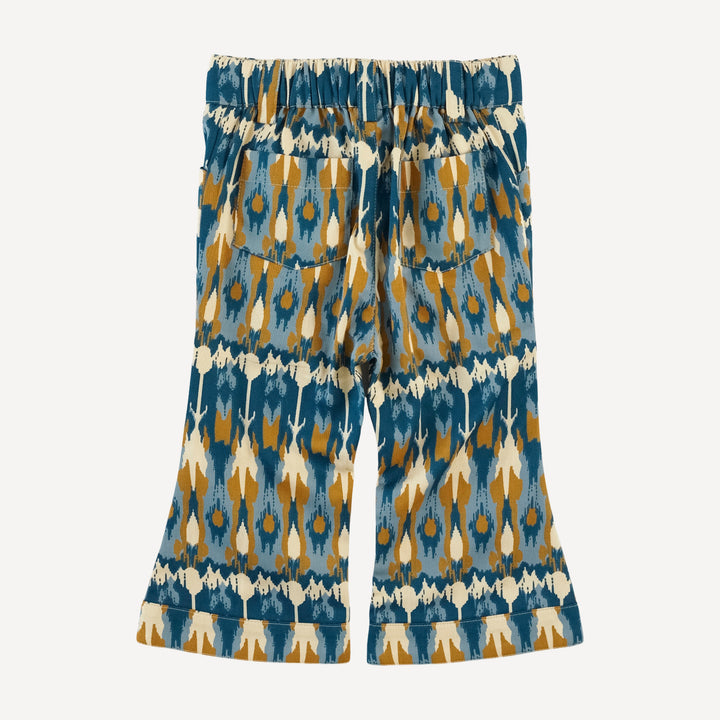 pintuck flare pant | blue ikat | organic cotton sateen woven