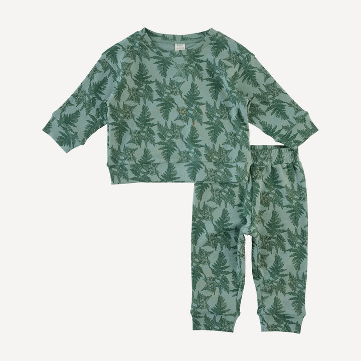 long sleeve relaxed jogger set | fern floral | organic cotton interlock