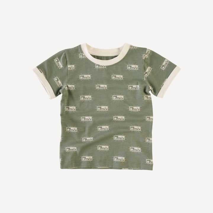 short sleeve ringer tee | agave retro game | organic cotton slub