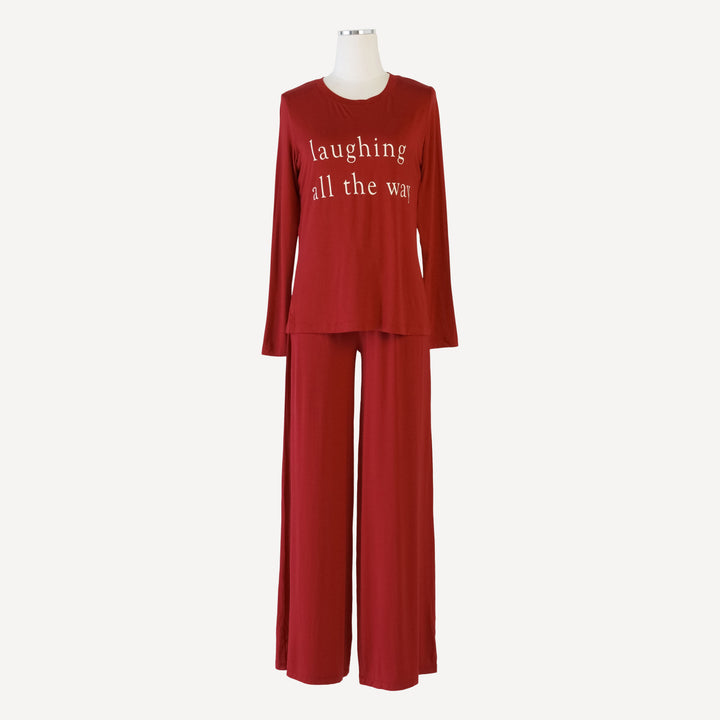 womens long sleeve crew neck pj set | laughing all the way | bamboo